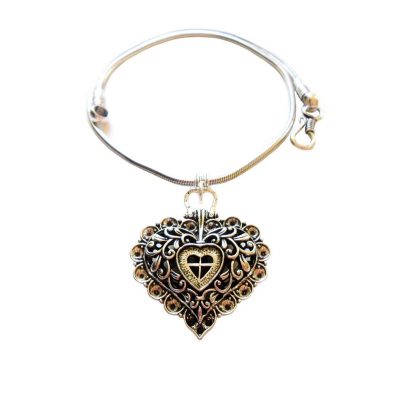 Halskette mit Herz Anhänger - versilbert Einzelstück Schmuck
