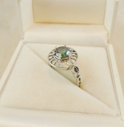 Handgefertigter Moissanit Ring mit Diamanten 56 Sterlingsilber Verlobungsring Schmuck