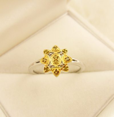 Diamant Ring “Yellow Diamond” 18 Karat vergoldet Verlobungsring Schmuck Einzelstück