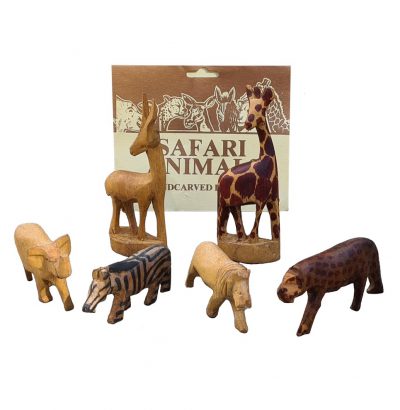 Handgeschnitzte Safari Animals aus massivem Mahagoniholz Geschenkidee