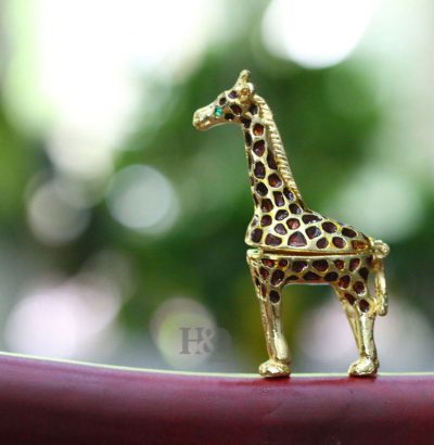 Handgefertigte Schmuckbox Giraffe Zinn & Strass-Steine Sammlerstück Geschenkidee