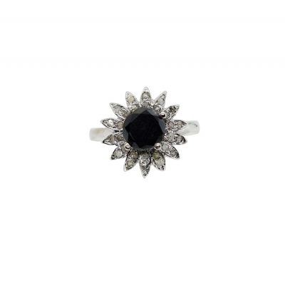 Handgefertigter Moissanit Ring mit Rohdiamanten in Blütenform - Sterlingsilber - Verlobungsring - Schmuck