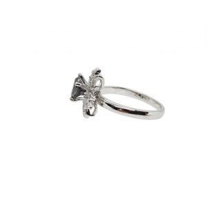 Handgefertigter Moissanit Ring mit Rohdiamanten in Blütenform - Sterlingsilber - Verlobungsring - Schmuck